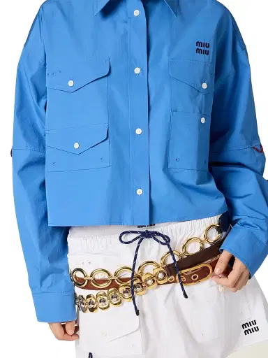 Miu Miu Women's Poplin Shirt - Blue - Size 2 | Thumbnail 4 Miu Miu Women's Poplin Shirt - Blue - Size 2 | Thumbnail 4
