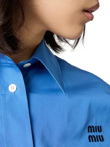 Miu Miu Women's Poplin Shirt - Blue - Size 2 | Thumbnail 5 Miu Miu Women's Poplin Shirt - Blue - Size 2 | Thumbnail 5