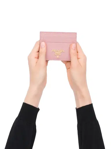 Prada Women's Saffiano Leather Card Holder - Light Pink | Thumbnail 4 Prada Women's Saffiano Leather Card Holder - Light Pink | Thumbnail 4