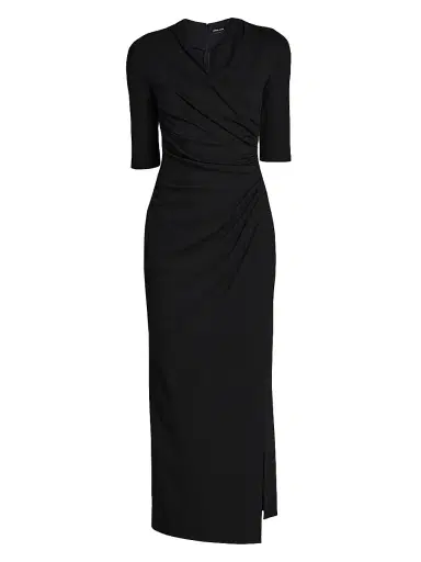 Giorgio Armani Women's Ruched Midi-Dress - Black - Size 6 | Thumbnail 1 Giorgio Armani Women's Ruched Midi-Dress - Black - Size 6 | Thumbnail 1