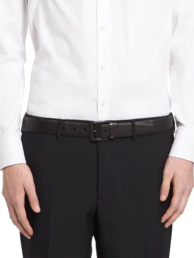 Prada Men's Saffiano Leather Reversible Belt - Black Brown | Thumbnail 2 Prada Men's Saffiano Leather Reversible Belt - Black Brown | Thumbnail 2