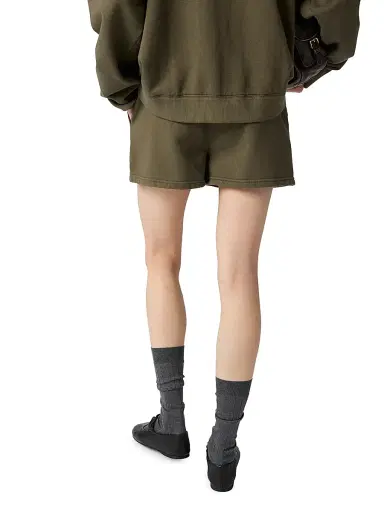 Miu Miu Women's Garment-Dyed Fleece Shorts - Green | Thumbnail 5 Miu Miu Women's Garment-Dyed Fleece Shorts - Green | Thumbnail 5