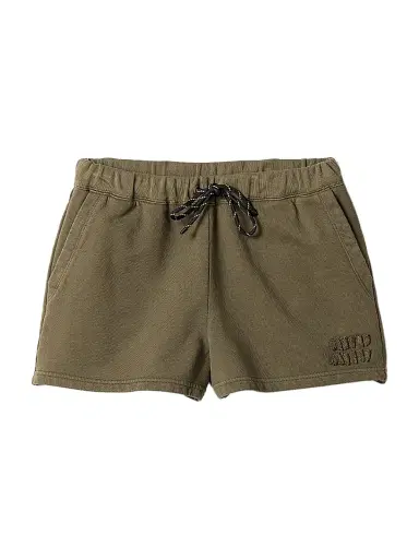 Miu Miu Women's Garment-Dyed Fleece Shorts - Green | Thumbnail 1 Miu Miu Women's Garment-Dyed Fleece Shorts - Green | Thumbnail 1
