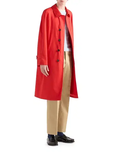 Prada Men's Technical Gabardine Coat - Red | Thumbnail 2 Prada Men's Technical Gabardine Coat - Red | Thumbnail 2