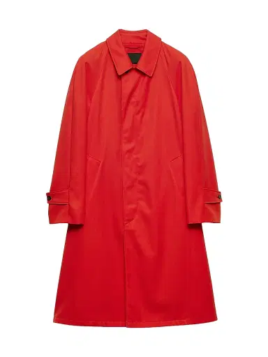 Prada Men's Technical Gabardine Coat - Red | Thumbnail 1 Prada Men's Technical Gabardine Coat - Red | Thumbnail 1