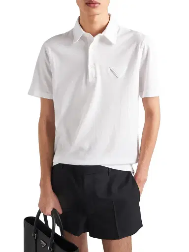 Prada Men's Short-Sleeved Cotton Polo Shirt | Thumbnail 3 Prada Men's Short-Sleeved Cotton Polo Shirt | Thumbnail 3