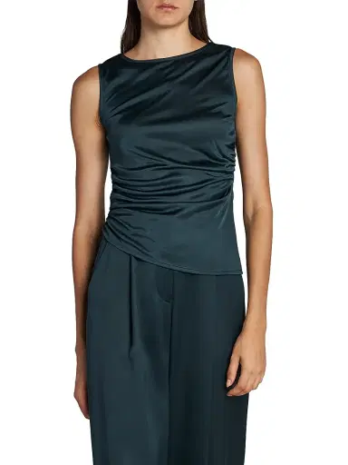 Giorgio Armani Women's Satin Asymmetric Sleeveless Blouse - Green | Thumbnail 3 Giorgio Armani Women's Satin Asymmetric Sleeveless Blouse - Green | Thumbnail 3