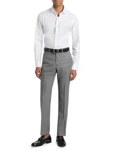Emporio Armani Men's Textured Virgin Wool Trousers - Grey | Thumbnail 2 Emporio Armani Men's Textured Virgin Wool Trousers - Grey | Thumbnail 2