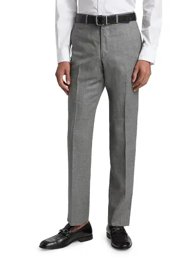 Emporio Armani Men's Textured Virgin Wool Trousers - Grey - Size 34 | Thumbnail 3 Emporio Armani Men's Textured Virgin Wool Trousers - Grey - Size 34 | Thumbnail 3