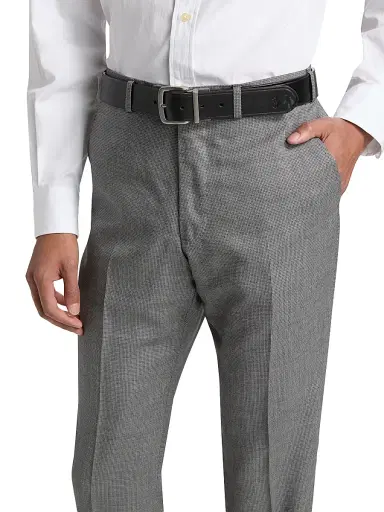 Emporio Armani Men's Textured Virgin Wool Trousers - Grey | Thumbnail 6 Emporio Armani Men's Textured Virgin Wool Trousers - Grey | Thumbnail 6