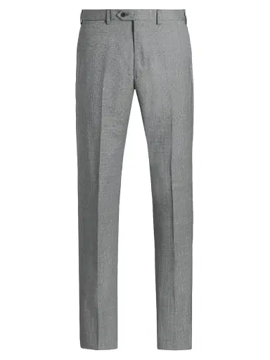 Emporio Armani Men's Textured Virgin Wool Trousers - Grey - Size 34 | Thumbnail 1 Emporio Armani Men's Textured Virgin Wool Trousers - Grey - Size 34 | Thumbnail 1