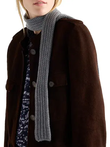 Prada Women's Wool Scarf - Grey | Thumbnail 1 Prada Women's Wool Scarf - Grey | Thumbnail 1