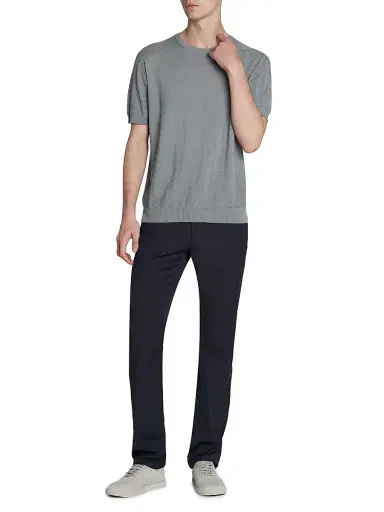 Giorgio Armani Men's Chevron Short-Sleeve Silk-Blend Sweater - Solid Light | Thumbnail 2 Giorgio Armani Men's Chevron Short-Sleeve Silk-Blend Sweater - Solid Light | Thumbnail 2