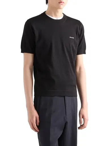 Prada Men's Cotton Crewneck Sweater - Black - Size 48 | Thumbnail 2 Prada Men's Cotton Crewneck Sweater - Black - Size 48 | Thumbnail 2