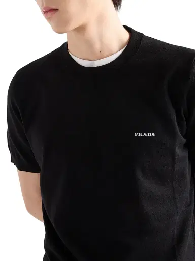 Prada Men's Cotton Crewneck Sweater - Black - Size 48 | Thumbnail 5 Prada Men's Cotton Crewneck Sweater - Black - Size 48 | Thumbnail 5