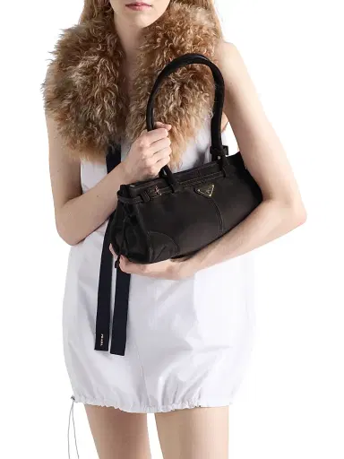 Prada Women's Bonnie Medium Suede Top Handle Bag | Thumbnail 1 Prada Women's Bonnie Medium Suede Top Handle Bag | Thumbnail 1