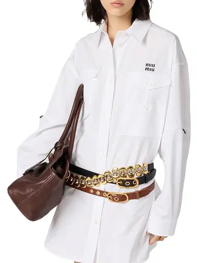 Miu Miu Women's Poplin Shirt-Dress - White - Size 0 | Thumbnail 2 Miu Miu Women's Poplin Shirt-Dress - White - Size 0 | Thumbnail 2