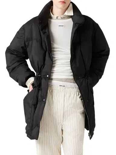 Miu Miu Women's Technical Pongé Down Long Coat - Black - Size 2 | Thumbnail 2 Miu Miu Women's Technical Pongé Down Long Coat - Black - Size 2 | Thumbnail 2