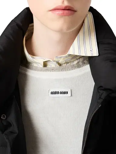 Miu Miu Women's Technical Pongé Down Long Coat - Black - Size 2 | Thumbnail 4 Miu Miu Women's Technical Pongé Down Long Coat - Black - Size 2 | Thumbnail 4