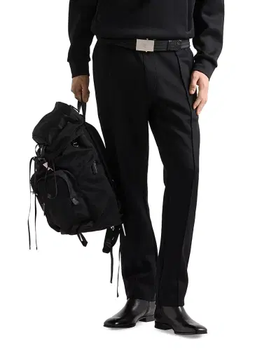 Prada Men's Cotton Fleece Pants with Re-Nylon Details - Black - Size XL | Thumbnail 2 Prada Men's Cotton Fleece Pants with Re-Nylon Details - Black - Size XL | Thumbnail 2
