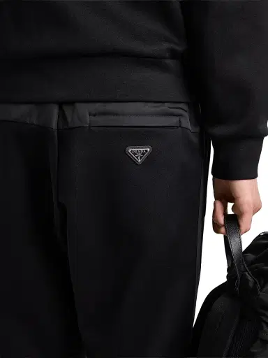 Prada Men's Cotton Fleece Pants with Re-Nylon Details - Black - Size XL | Thumbnail 5 Prada Men's Cotton Fleece Pants with Re-Nylon Details - Black - Size XL | Thumbnail 5