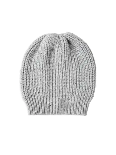 Brunello Cucinelli Women's Cashmere and Silk Diamond Yarn Knit Beanie - Light Grey | Thumbnail 1 Brunello Cucinelli Women's Cashmere and Silk Diamond Yarn Knit Beanie - Light Grey | Thumbnail 1