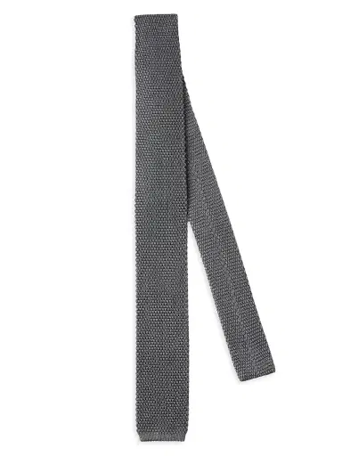 Brunello Cucinelli Men's Silk Knit Tie - Grey | Thumbnail 1 Brunello Cucinelli Men's Silk Knit Tie - Grey | Thumbnail 1