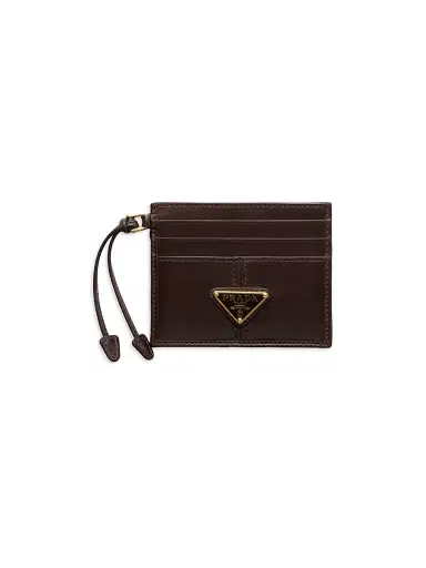 Prada Women's Leather Card Holder - Dark Brown | Thumbnail 1 Prada Women's Leather Card Holder - Dark Brown | Thumbnail 1