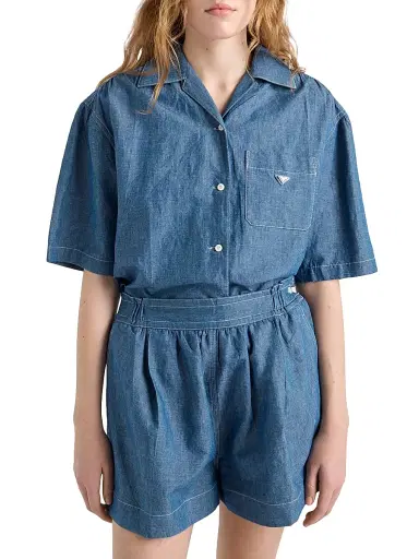 Prada Women's Chambray Jumpsuit - Blue | Thumbnail 2 Prada Women's Chambray Jumpsuit - Blue | Thumbnail 2