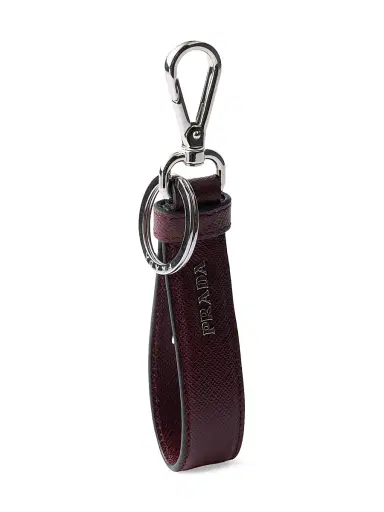 Prada Men's Saffiano Leather Keychain - Dark Red | Thumbnail 2 Prada Men's Saffiano Leather Keychain - Dark Red | Thumbnail 2