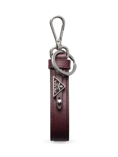 Prada Men's Saffiano Leather Keychain - Dark Red | Thumbnail 1 Prada Men's Saffiano Leather Keychain - Dark Red | Thumbnail 1