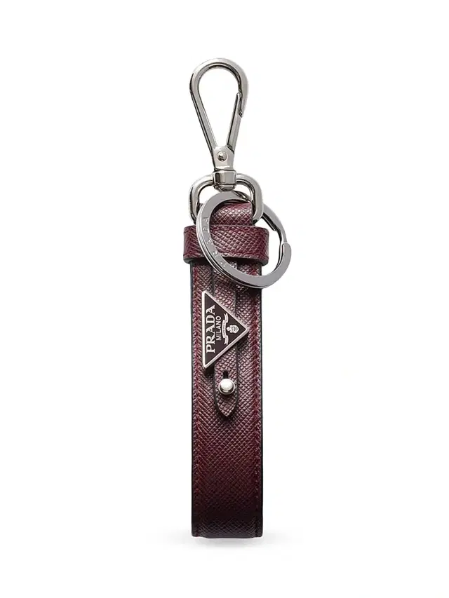 Men's Saffiano Leather Keychain - Dark Red Men's Saffiano Leather Keychain - Dark Red