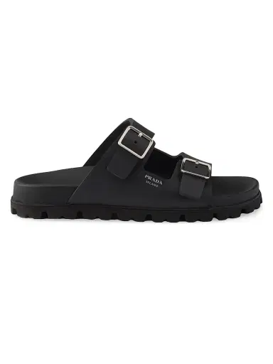 Prada Women's Rubber Strap Slides - Black - Size 11 | Thumbnail 1 Prada Women's Rubber Strap Slides - Black - Size 11 | Thumbnail 1