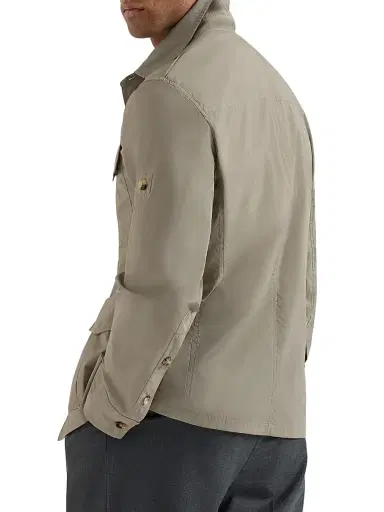 Brunello Cucinelli Men's Lightweight Water Resistant Techno Cotton Unlined Safari Jacket - Khaki | Thumbnail 3 Brunello Cucinelli Men's Lightweight Water Resistant Techno Cotton Unlined Safari Jacket - Khaki | Thumbnail 3