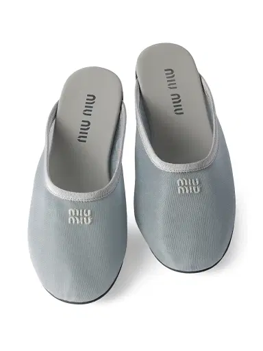 Miu Miu Women's Mesh Fabric Slippers - Grey | Thumbnail 2 Miu Miu Women's Mesh Fabric Slippers - Grey | Thumbnail 2