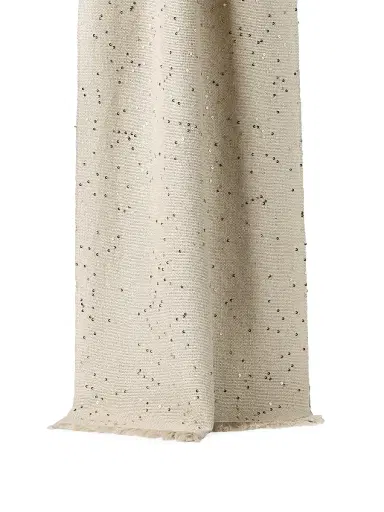 Brunello Cucinelli Women's Cashmere and Silk Diamond Yarn Scarf - Buff | Thumbnail 3 Brunello Cucinelli Women's Cashmere and Silk Diamond Yarn Scarf - Buff | Thumbnail 3
