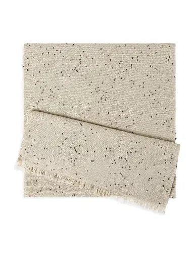 Brunello Cucinelli Women's Cashmere and Silk Diamond Yarn Scarf - Buff | Thumbnail 1 Brunello Cucinelli Women's Cashmere and Silk Diamond Yarn Scarf - Buff | Thumbnail 1