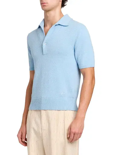Dolce & Gabbana Men's Knit Short-Sleeve Polo Shirt - Azzurro - Size 44 | Thumbnail 4 Dolce & Gabbana Men's Knit Short-Sleeve Polo Shirt - Azzurro - Size 44 | Thumbnail 4