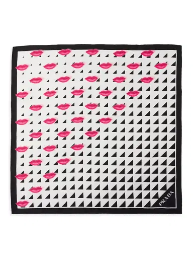 Prada Women's Printed Silk Twill 55CM Square Scarf | Thumbnail 2 Prada Women's Printed Silk Twill 55CM Square Scarf | Thumbnail 2