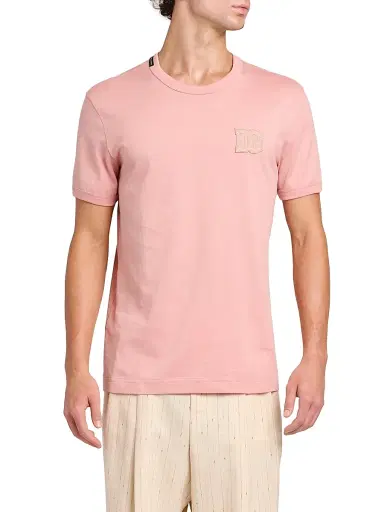 Dolce & Gabbana Men's DG Patch Cotton Crewneck T-Shirt - Rosa Polvere Scuro - Size 40 | Thumbnail 3 Dolce & Gabbana Men's DG Patch Cotton Crewneck T-Shirt - Rosa Polvere Scuro - Size 40 | Thumbnail 3