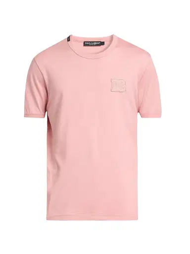 Dolce & Gabbana Men's DG Patch Cotton Crewneck T-Shirt - Rosa Polvere Scuro - Size 40 | Thumbnail 1 Dolce & Gabbana Men's DG Patch Cotton Crewneck T-Shirt - Rosa Polvere Scuro - Size 40 | Thumbnail 1