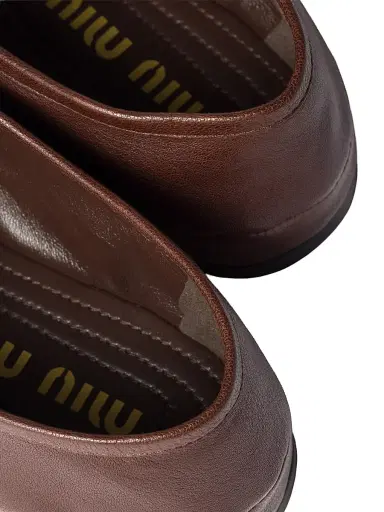 Miu Miu Women's Nappa Leather Laced Loafer Shoes - Brown | Thumbnail 3 Miu Miu Women's Nappa Leather Laced Loafer Shoes - Brown | Thumbnail 3