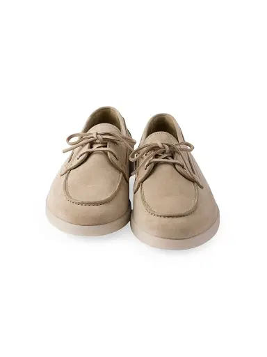 Prada Men's Suede Boat Shoes with Laces - Beige Khaki | Thumbnail 3 Prada Men's Suede Boat Shoes with Laces - Beige Khaki | Thumbnail 3