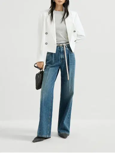 Brunello Cucinelli Women's Cashmere and Silk Lightweight Sweater - Light Grey | Thumbnail 6 Brunello Cucinelli Women's Cashmere and Silk Lightweight Sweater - Light Grey | Thumbnail 6