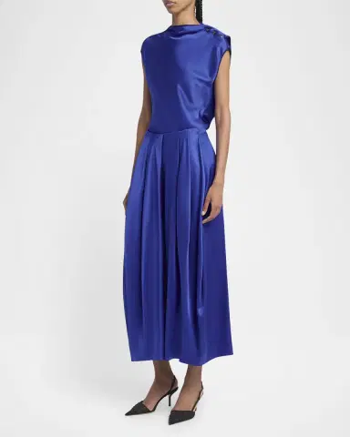 Giorgio Armani Double Silk Satin Pleated Midi Skirt | Thumbnail 2 Giorgio Armani Double Silk Satin Pleated Midi Skirt | Thumbnail 2