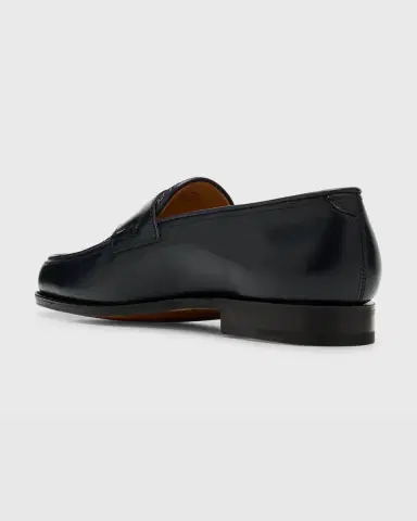 John Lobb Men's Lopez Denim and Leather Penny Loafers | Thumbnail 2 John Lobb Men's Lopez Denim and Leather Penny Loafers | Thumbnail 2