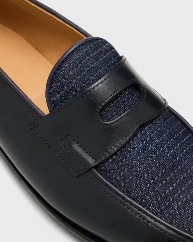 John Lobb Men's Lopez Denim and Leather Penny Loafers | Thumbnail 3 John Lobb Men's Lopez Denim and Leather Penny Loafers | Thumbnail 3