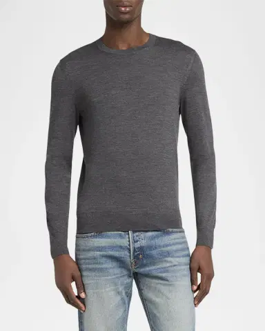 Tom Ford Men's Fine Gauge Wool Crewneck Sweater | Thumbnail 2 Tom Ford Men's Fine Gauge Wool Crewneck Sweater | Thumbnail 2