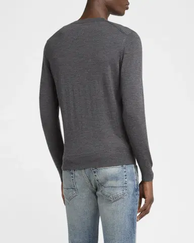 Tom Ford Men's Fine Gauge Wool Crewneck Sweater | Thumbnail 3 Tom Ford Men's Fine Gauge Wool Crewneck Sweater | Thumbnail 3