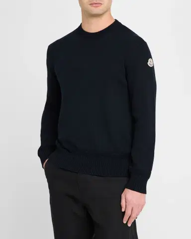 Moncler Men's Cotton Crewneck Sweater | Thumbnail 4 Moncler Men's Cotton Crewneck Sweater | Thumbnail 4